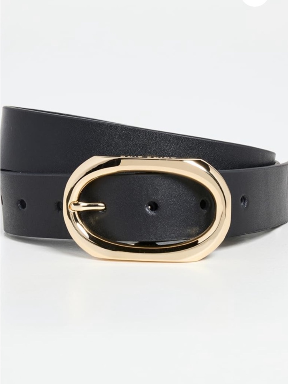 Anine Bing Signature Link Leather Belt Black with Gold Oval Buckle